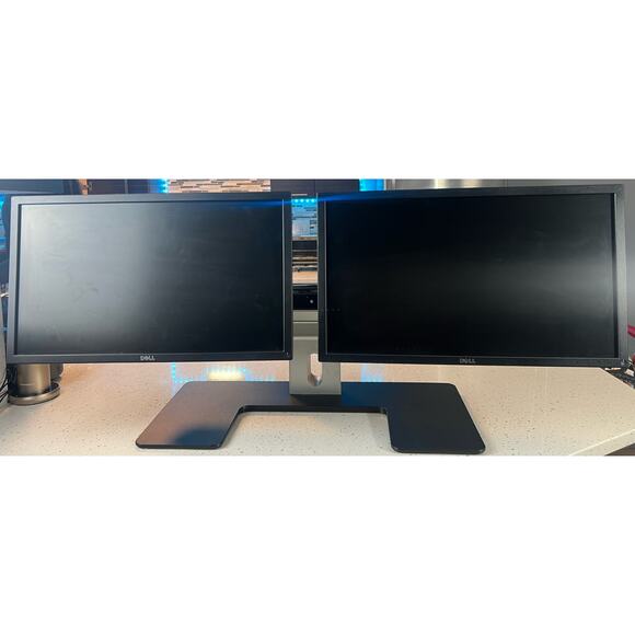 Dell MDS19 Dual Monitor Stand & 2 Dell E2318H 23" Widescreen LED Full HD Monitor - Picture 1 of 6
